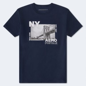 Aeropostale NY Brooklyn Bridge Graphic Tee - Cadet Navy