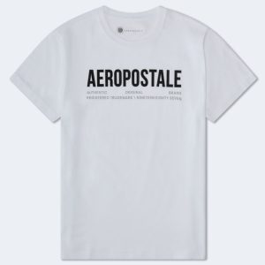 Aeropostale Authentic Logo Flocked Graphic Tee - Bleach