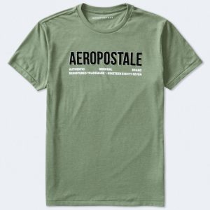 Aeropostale Authentic Logo Flocked Graphic Tee - Eucalyptus