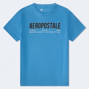 Aeropostale Authentic Logo Flocked Graphic Tee - Lux Blue