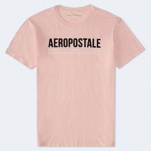 Aeropostale Authentic Logo Flocked Graphic Tee - Impatiens Pink
