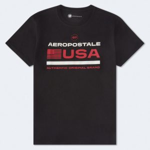 Aeropostale USA Flag Graphic Tee - Black Fox