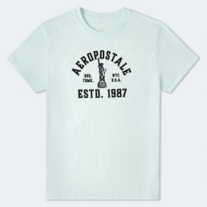 Aeropostale Liberty Flocked Graphic Tee - Glacier