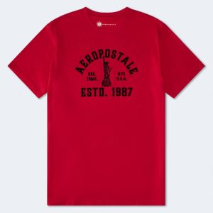 Aeropostale Liberty Flocked Graphic Tee - Grenadine