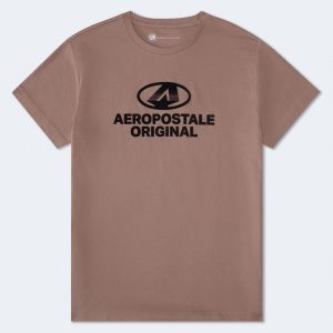 Aeropostale Star Circle Flocked Graphic Tee - Camel