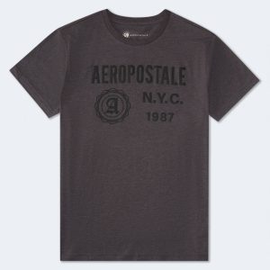 Aero NYC Crest Graphic Tee - Charcoal Heather Grey