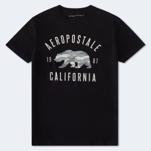 Aeropostale Camo Bear Graphic Tee - Black Fox