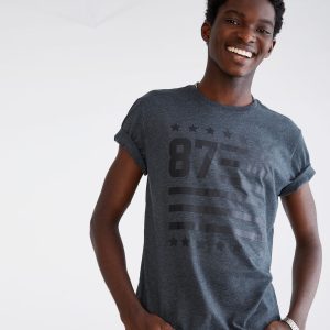 87 Flag Graphic Tee - Charcoal Heather Grey