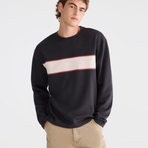Long Sleeve Flat Stripes Rib-Knit Tee - Pavement