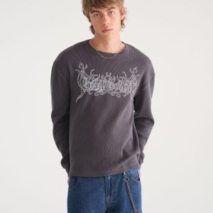 Long Sleeve Gold Coast Graphic Thermal Tee - Black