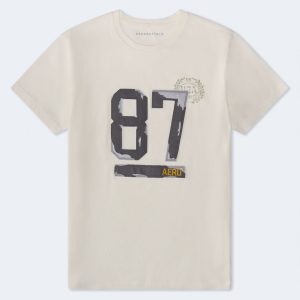 Aero Oversized 87 Appliqué Graphic Tee - Cream