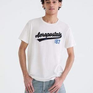 Aeropostale 87 Script Appliqué Graphic Tee - Cream