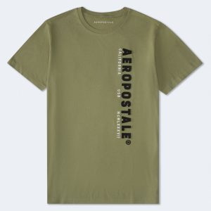 Aeropostale Vertical Logo Appliqué Graphic Tee - Olive