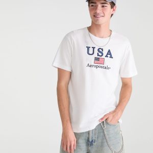 Aeropostale USA Appliqué Graphic Tee - Cream