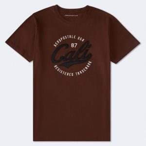 Aeropostale Cali Circle Appliqué Graphic Tee - Fudge Brownie