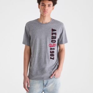 Aero New York 1987 Appliqué Graphic Tee - Med Hthr Grey