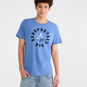 Aeropostale NYC Circle Appliqué Graphic Tee - Electro Blue