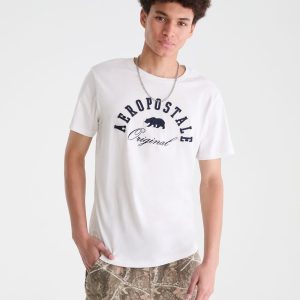Aeropostale Bear Appliqué Graphic Tee - Cream