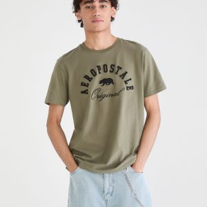 Aeropostale Bear Appliqué Graphic Tee - Organic Olive
