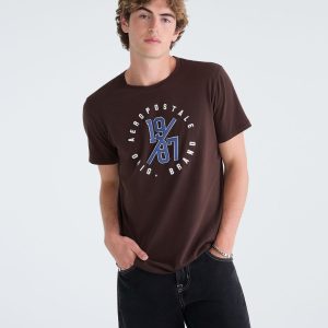 Aeropostale 1987 Circle Appliqué Graphic Tee - Nougat