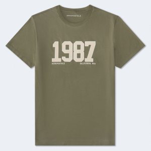 Aeropostale 1987 Appliqué Graphic Tee - Organic Olive