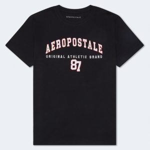 Aeropostale Athletic 87 Appliqué Graphic Tee - Black Fox