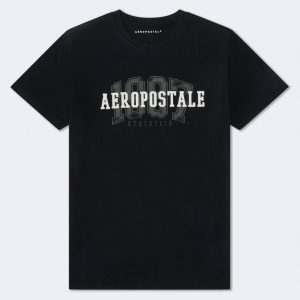 Aeropostale 1987 Athletics Appliqué Graphic Tee - Black Fox