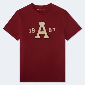 Oversized Letter 1987 Graphic Tee - Red Bark