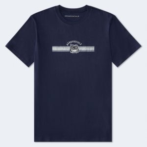 Aeropostale Bulldog Appliqué Graphic Tee - Victoria Navy