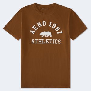 Aero Athletics Bear Appliqué Graphic Tee - Medium Brown