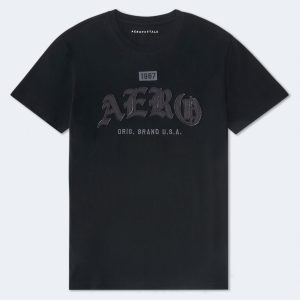 Aero Tonal Gothic Appliqué Graphic Tee - Black Fox