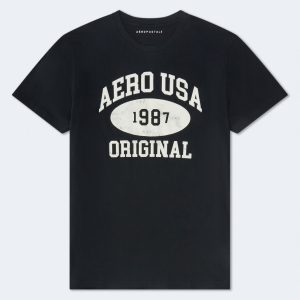 Aero USA Original Appliqué Graphic Tee - Black Fox