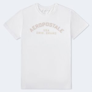 Aeropostale Arch Appliqué Graphic Tee - Bleach