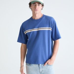 Chest Stripe Heavyweight Crew Tee - Indigo Ink