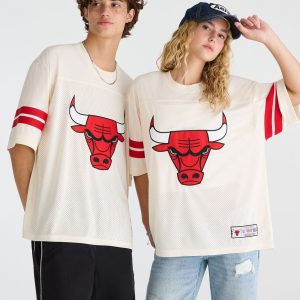 Chicago Bulls Sleeve Stripes Mesh Top - Cream
