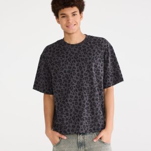 Leopard Print Heavyweight Boxy Crew Tee - Magnet
