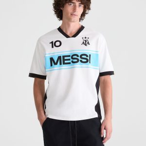 Argentina Messi 10 V-Neck Soccer Jersey - White