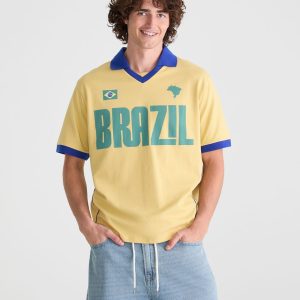 Brazil V-Neck Soccer Jersey - Yellow