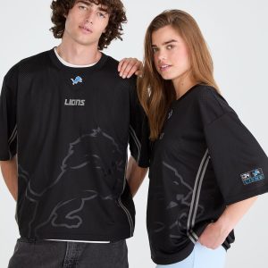 Detroit Lions Striped Mesh Top - Black