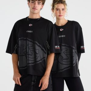 Kansas City Chiefs Striped Mesh Top - Black
