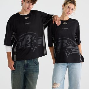 Baltimore Ravens Striped Mesh Top - Black