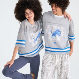 Detroit Lions Boxy Mesh Top - Grey