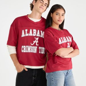 Alabama Crimson Tide Boxy Mesh V-Neck Top - Red