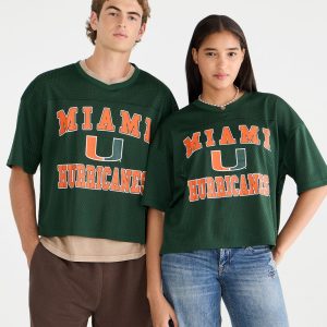 Miami Hurricanes Boxy Mesh V-Neck Top - Green