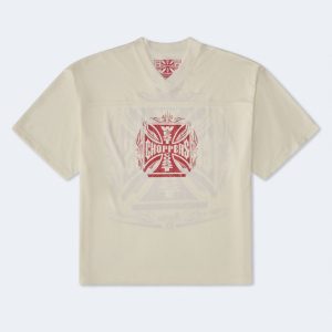 West Coast Choppers V-Neck Boxy Mesh Jersey - Cream
