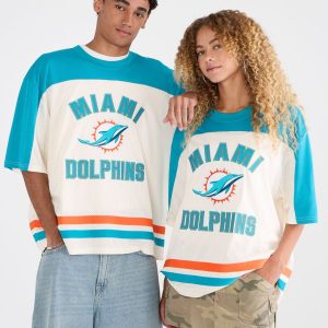Miami Dolphins Colorblock Mesh Top - Cream