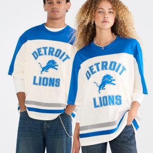 Detroit Lions Colorblock Mesh Top - Cream
