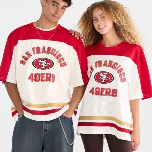 San Francisco 49ers Colorblock Mesh Top - Cream