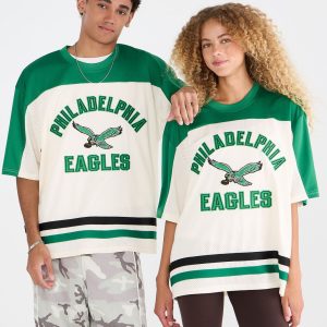 Philadelphia Eagles Colorblock Mesh Top - Cream