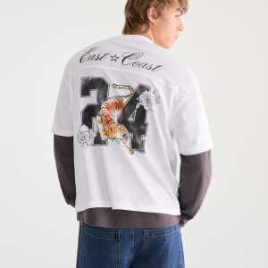 East Coast 24 V-Neck Boxy Mesh Jersey - White